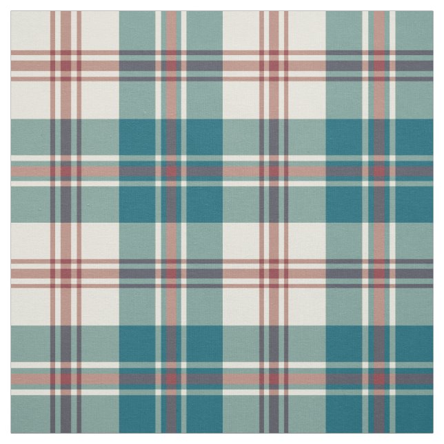 Heffalumps Red, Deep Blue, Beige Plaid Pattern Fabric (Swatch)
