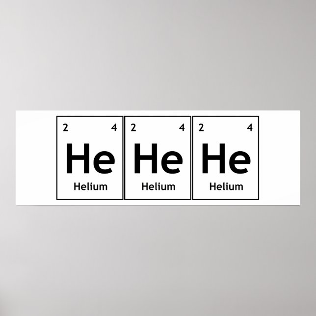 HeHeHe Helium Element Periodic Table Word Science Poster (Front)