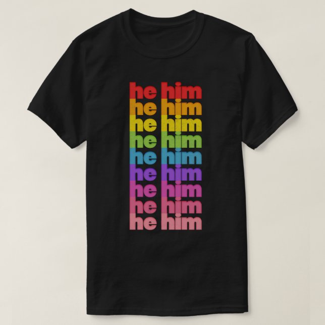 HeHim Pronouns Retro Faded Design 2 T-Shirt (Design Front)