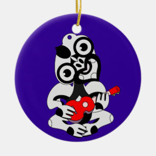 Hei Tiki playing ukelele Ceramic Tree Decoration