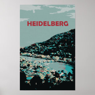 Heidelberg and Neckar River Germany Romantic City Poster