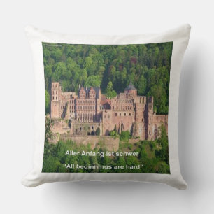 Heidelberg Castle & German Saying Cotton Pillow