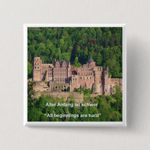 Heidelberg Castle In German & German Saying 15 Cm Square Badge