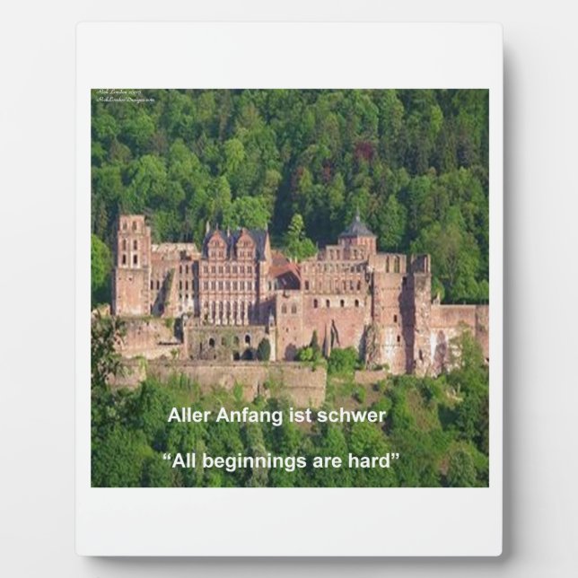 Heidelberg Castle In German & German Saying Plaque (Front)
