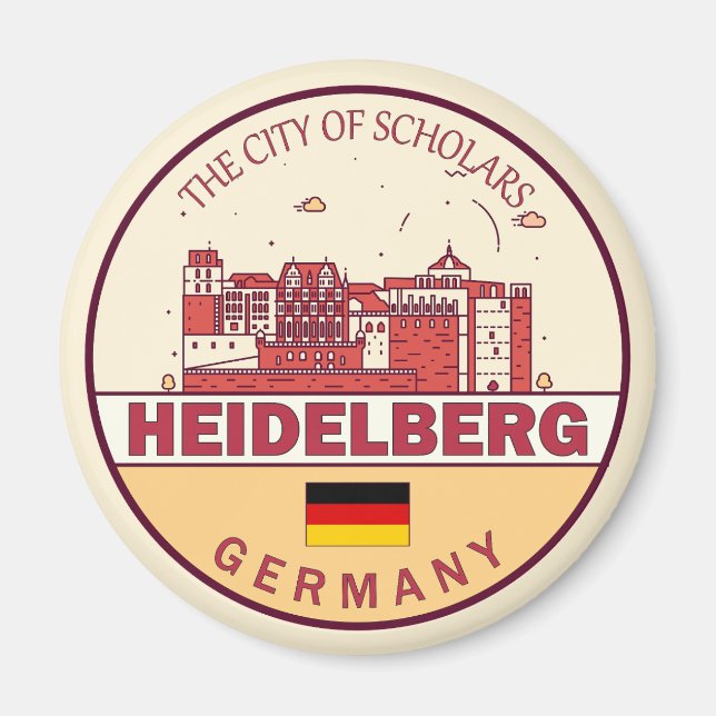 Heidelberg Germany City Skyline Emblem Magnet (Front)