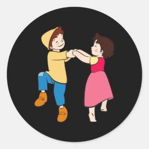 Heidi And Peter Dancing Cartoon Tv Series  Classic Round Sticker