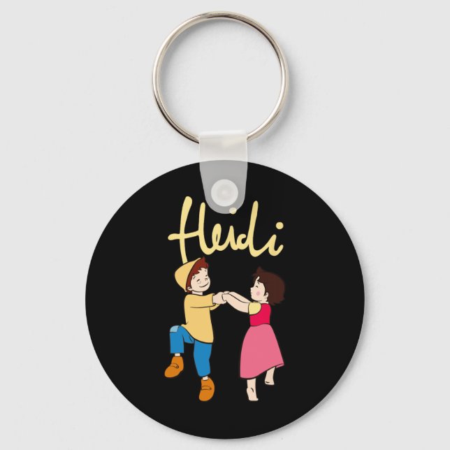 Heidi And Peter Dancing With Logo Yellow Cartoon T Key Ring (Front)