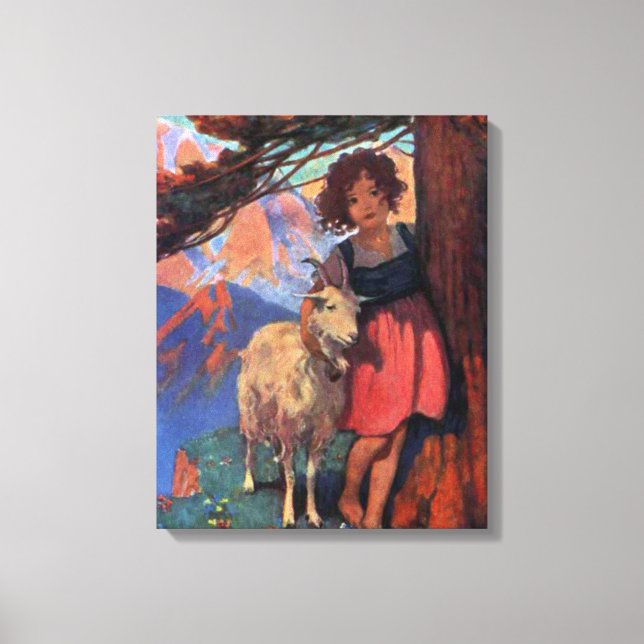 Heidi at the Meadow with her Goat Canvas Print (Front)