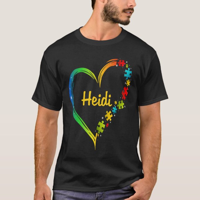 Heidi autism awareness heart puzzle idea 2020 T-Shirt (Front)