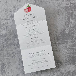 HEIDI Berry Sweet Girl Diaper Raffle Baby Shower All In One Invitation