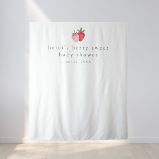 HEIDI Berry Sweet Strawberry Baby Shower Backdrop Tapestry