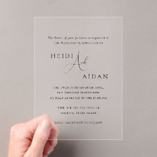 Heidi Contemporary Script Modern Elegant Wedding Acrylic Invitations