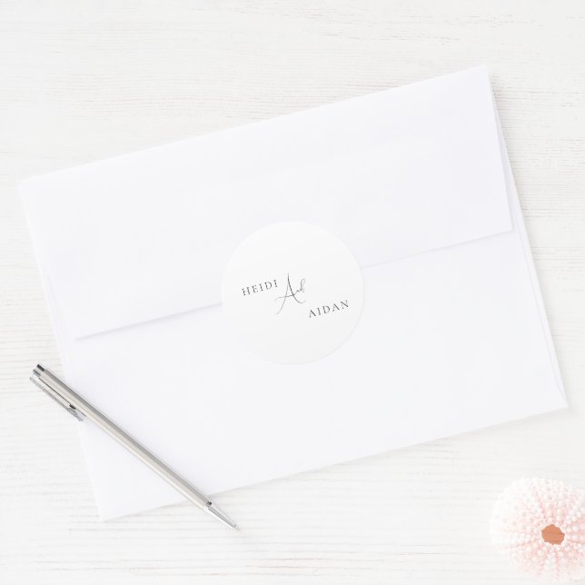 Heidi Contemporary Script Modern Elegant Wedding Classic Round Sticker (Envelope)