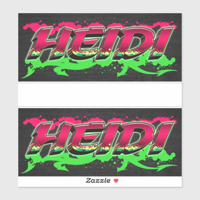 Heidi First Name Graffiti Sticker (Sheet)