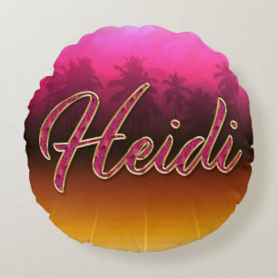 Heidi First name name golden pink cushion