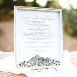 HEIDI Mountain Wildflower Marriage Certificate Pos Poster<br><div class="desc">This marriage certificate features bohemian muted tone wildflowers, gray watercolor moutnains, and a modern minimalist layout. Easily edit *most* wording and change fonts to match your ceremony and the couple's style. For the best quality, be sure to use matte paper so signatures don't smudge. This wedding certificate is the perfect...</div>