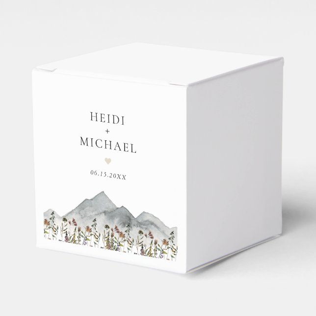 HEIDI Muted Tone Boho Wildflower Wedding Favour Box (Front Side)