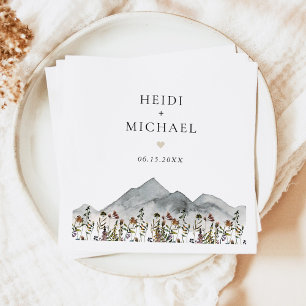HEIDI Muted Tone Boho Wildflower Wedding Napkin