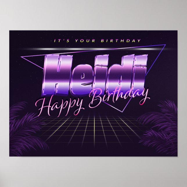 Heidi Name Vorname lila retro Poster Geburtstag (Front)