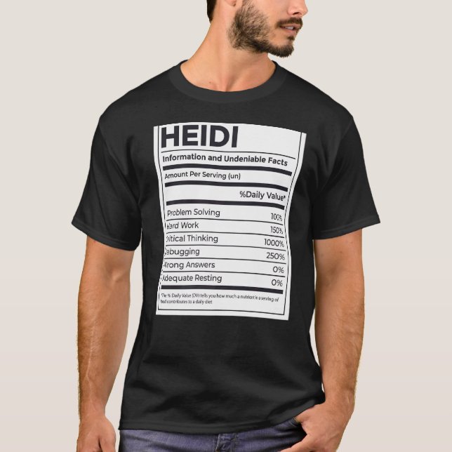 Heidi Nutrition Information Problem Solving Hard W T-Shirt (Front)