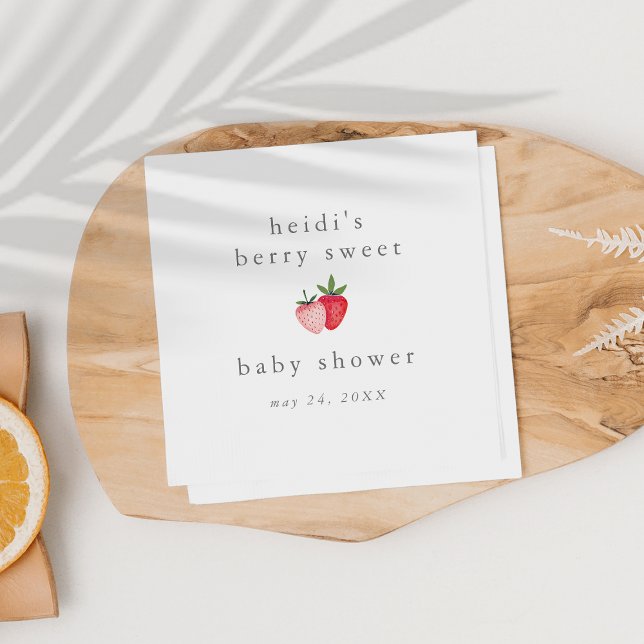 HEIDI Pink Berry Sweet Strawberry Girl Baby Shower Napkin (HEIDI Pink Berry Sweet Strawberry Girl Baby Shower Napkins)