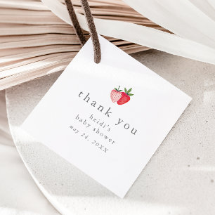 HEIDI Pink Strawberry Girl Baby Shower Thank You Favour Tags