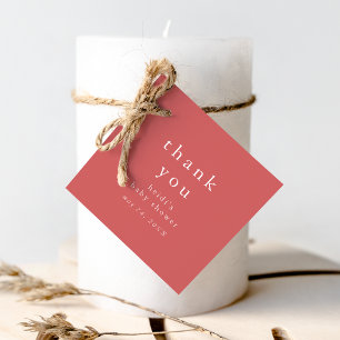 HEIDI Red Boho Rustic Simple Baby Shower Thank You Favour Tags