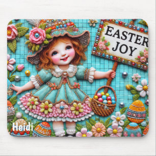 HEIDI ~ VINTAGE EASTER GIRL EGGS ~ MOUSE MAT