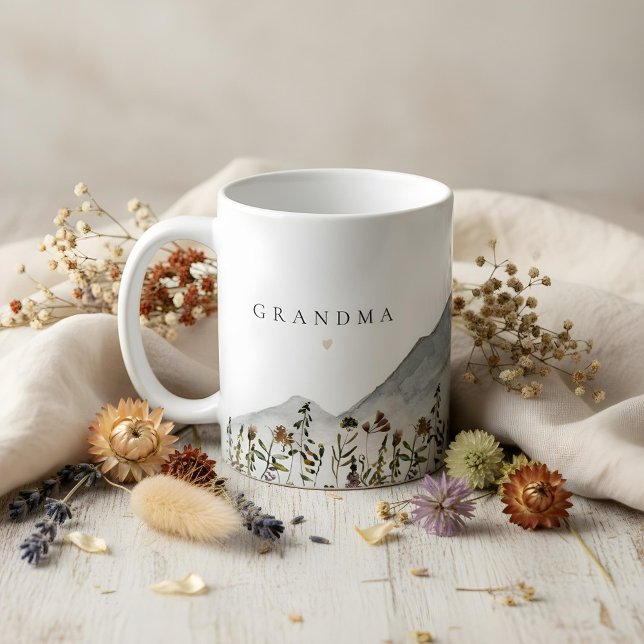 HEIDI Watercolor Wildflower Mountain Grandma Coffee Mug (Creator Uploaded)
