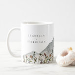 HEIDI Watercolor Wildflower Mountain Wedding Gift Coffee Mug<br><div class="desc">This ceramic coffee mug features smoky watercolor mountains with colourful muted toned wildflowers. Easily change the names for your favourite bride and groom and add their date and location to the other side for a special and unique gift.</div>