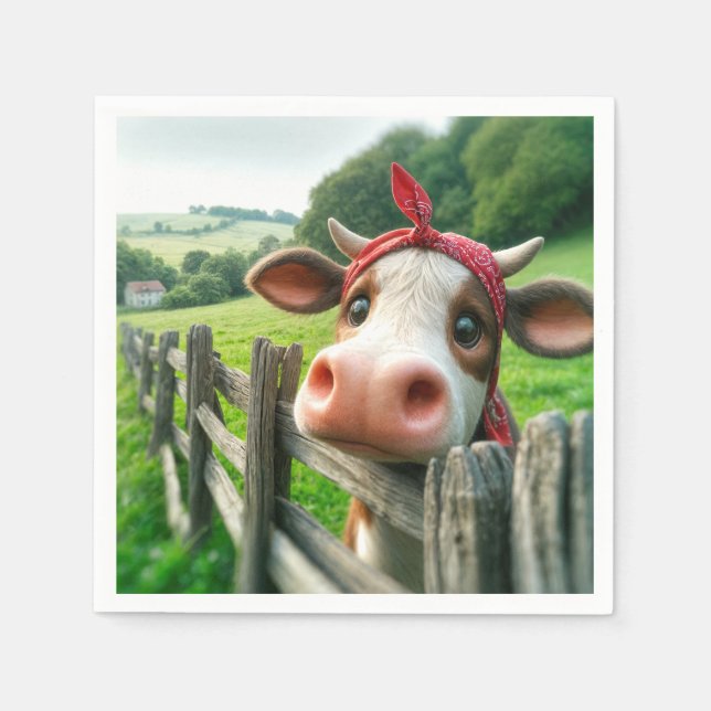 Heifer Cow Wearing a Kerchief Napkin (Front)
