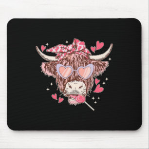 Heifer Cow Western Sungles Funny Heart Happy Vlent Mouse Mat