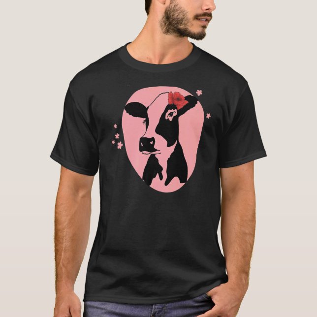 Heifer cow with flower Cattle T-Shirt (Front)