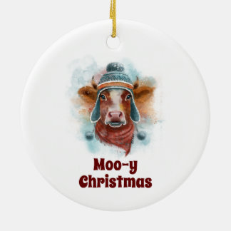 Heifer In A Hat Christmas Ornament