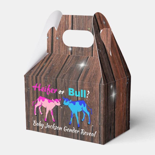 Heifer or Bull Farm Style Gender Reveal Favour Box (Front Side)