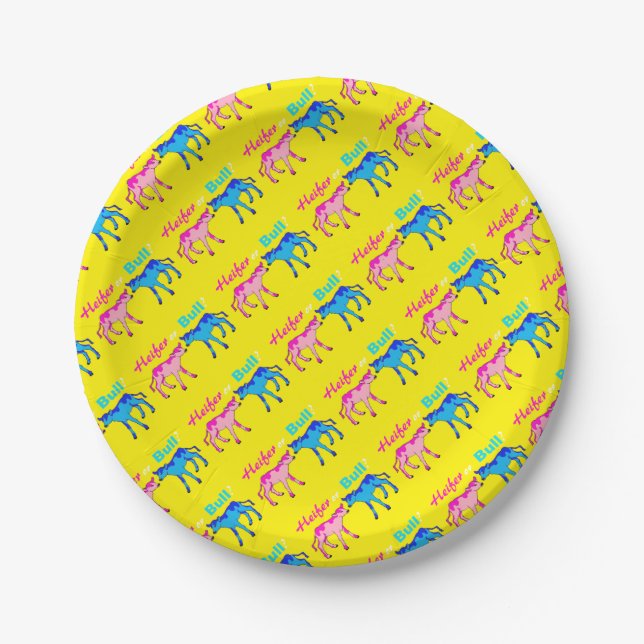 Heifer or Bull Farm Style Gender Reveal Paper Plate (Front)