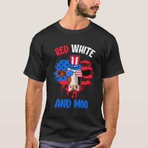 Heifer Red White Moo Highland Cow 4Th July Indepen T-Shirt