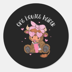 Heifer Valentine Funny Cow One Boujee Heifer Women Classic Round Sticker