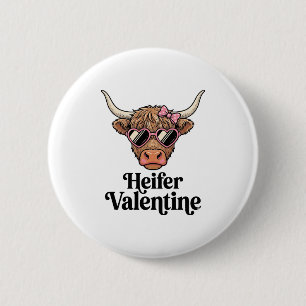 Heifer Valentine Highland Cow Vintage Design_1 6 Cm Round Badge