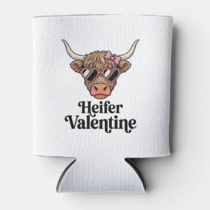 Heifer Valentine Highland Cow Vintage Design_1 Can Cooler