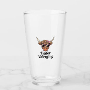 Heifer Valentine Highland Cow Vintage Design_1 Glass