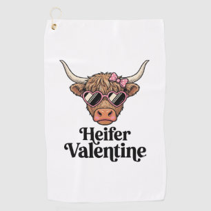 Heifer Valentine Highland Cow Vintage Design_1 Golf Towel