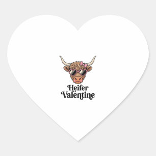 Heifer Valentine Highland Cow Vintage Design_1 Heart Sticker
