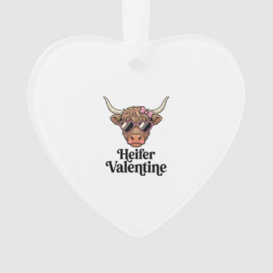 Heifer Valentine Highland Cow Vintage Design_1 Ornament