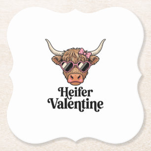 Heifer Valentine Highland Cow Vintage Design_1 Paper Coaster