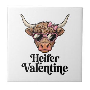 Heifer Valentine Highland Cow Vintage Design_1 Tile