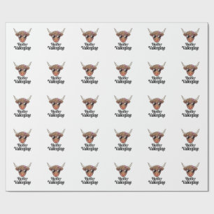 Heifer Valentine Highland Cow Vintage Design_1 Wrapping Paper