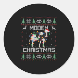 Heifers Cow Ugly Christmas Classic Round Sticker