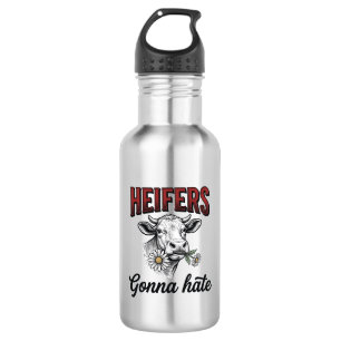Heifers Gonna Hate Funny Cow Vintage Engraving Tee 532 Ml Water Bottle