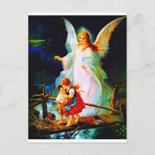 Heiliger Schutzengel Guardian Angel and Children Postcard